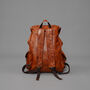 Military Style Genuine Leather Backpack In Worn Brown, thumbnail 11 of 12