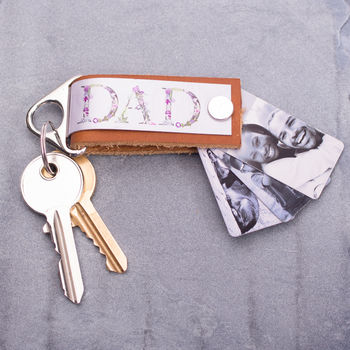 Men's Luxury Leather And Metal Photo Keyring, 3 of 4