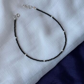Black Beads Slim Indie Chain Boho Payal Anklet, 4 of 4
