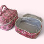 Vanity Bag | Quilted Cotton Toiletry Bag | Blue And Pink Floral Block Print, thumbnail 4 of 5