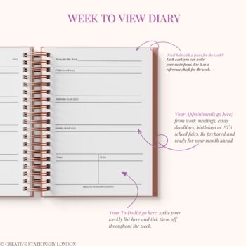 Personalised 2024 Weekly Diary| Planner| Dusky Pink, 6 of 10