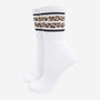 Leopard Print Striped Sporty Ribbed Cotton Ankle Socks Women's White, thumbnail 3 of 3