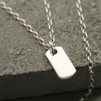 Sterling Silver Small Solid Dog Tag Necklace, 2 of 6