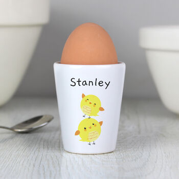 Personalised Name Easter Chicks Ceramic Egg Cup, 3 of 3
