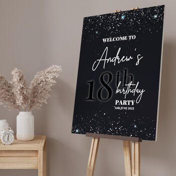 Black And Silver Party Welcome Sign, 3 of 3