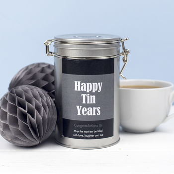 Personalised 10th Anniversary Tea Gift In Tin, 5 of 7