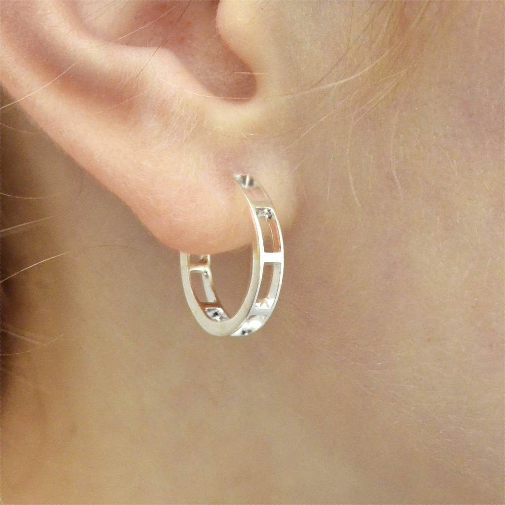 'Mondrian' Handmade Silver Hoop Earrings, 1 of 5