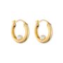 Encased Pearl Hoop Earrings In Gold Plated Silver, thumbnail 3 of 9