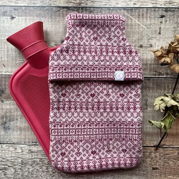 Fairisle Soft Knitted Hot Water Bottle Pink, 4 of 5