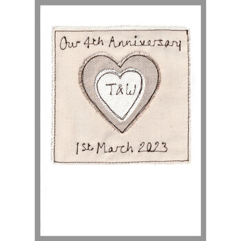 Personalised Linen 4th Wedding Anniversary Card, 9 of 9