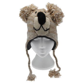 Beige Koala Hand Knitted Woollen Animal Hat, 3 of 4