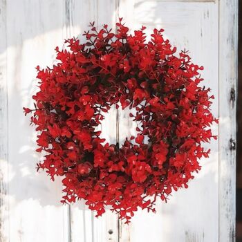 Red Christmas Outdoor Eucalyptus Wreath, 6 of 6