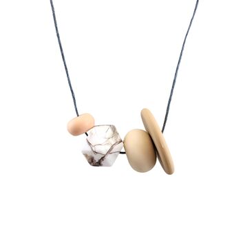 White, Brown, Peach Statement Silicone Necklace, 3 of 5