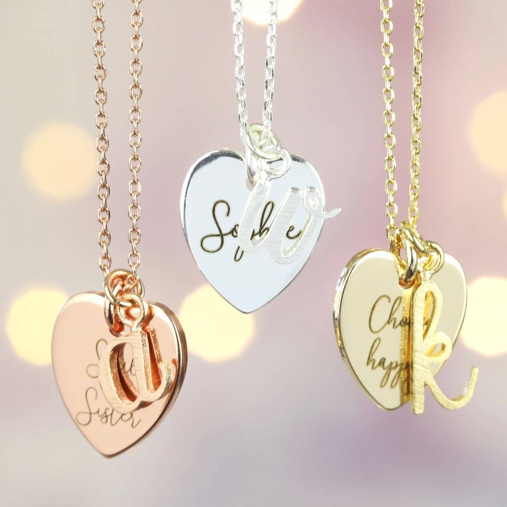 personalised heart and initial necklace by lisa angel ...