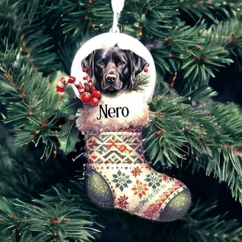 Personalised Black Labrador Stocking Bauble, 2 of 2