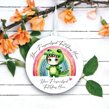 Personalised Cute Child Croc Rainbow Decoration Gift, 2 of 2