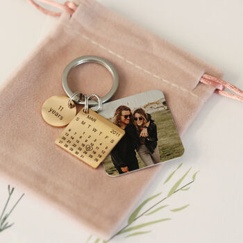 Engraved Anniversary Year Keyring With Photo Plate, 2 of 6