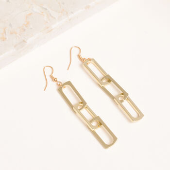 Gold Colour Square Chain Drop Earrings, 3 of 3