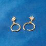 Gold Starburst Charm Hoop Earrings, thumbnail 5 of 7