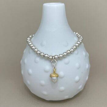 Personalised Acorn Charm Bead Bracelet, 4 of 5