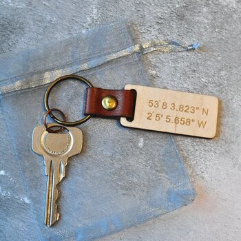 Coordinate Leather And Wood Keyring, 3 of 4
