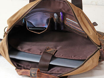 Canvas And Leather Laptop Bag, 3 of 12