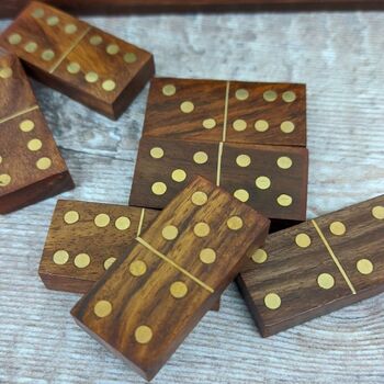 Wooden Carved Dominos Game Set, 6 of 6