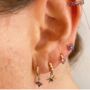 Sterling Silver And Gold Plated Sterling Silver Navy Dot Star Huggie Earrings, thumbnail 2 of 8