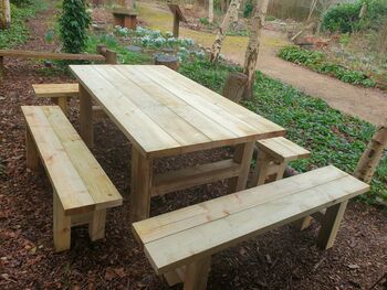 Farmhouse Garden And Patio Table And Bench Set, 2 of 3