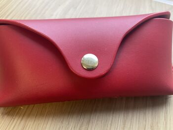Personalised Red Leather Glasses Case, 10 of 12
