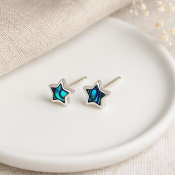Sterling Silver Paua Shell Micro Star Stud Earrings – 4mm, 3 of 7