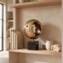 Textured Brass Sphere Sculpture On Black Marble Base, thumbnail 4 of 12