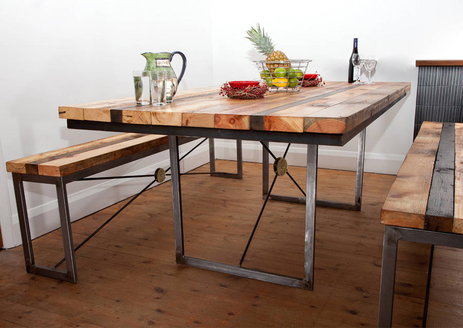 Saxon Dining Table With Benches By Swinging Monkey Furniture Design