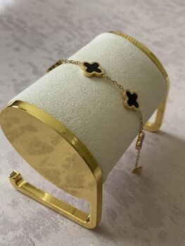 Adina Clover Charm Bracelet Gold Black, 4 of 5