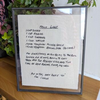 Personalised Handwritten Recipe Embroidery Ready To Frame, 5 of 9