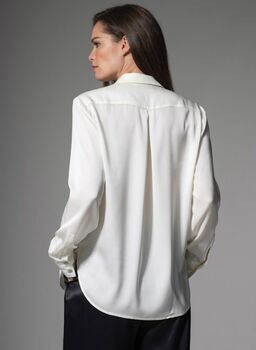 Brooklyn Silk Charmeuse Silk Blouse In Ivory, 2 of 4