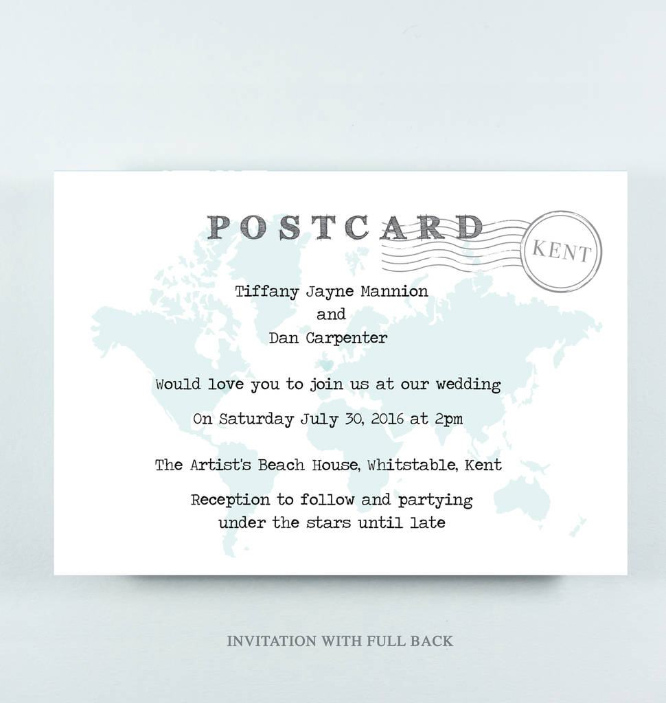 Tiffany Wedding Map Postcard Invitation With Quote ·