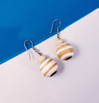 Hand Painted Wooden Ball Earrings, 2 of 2