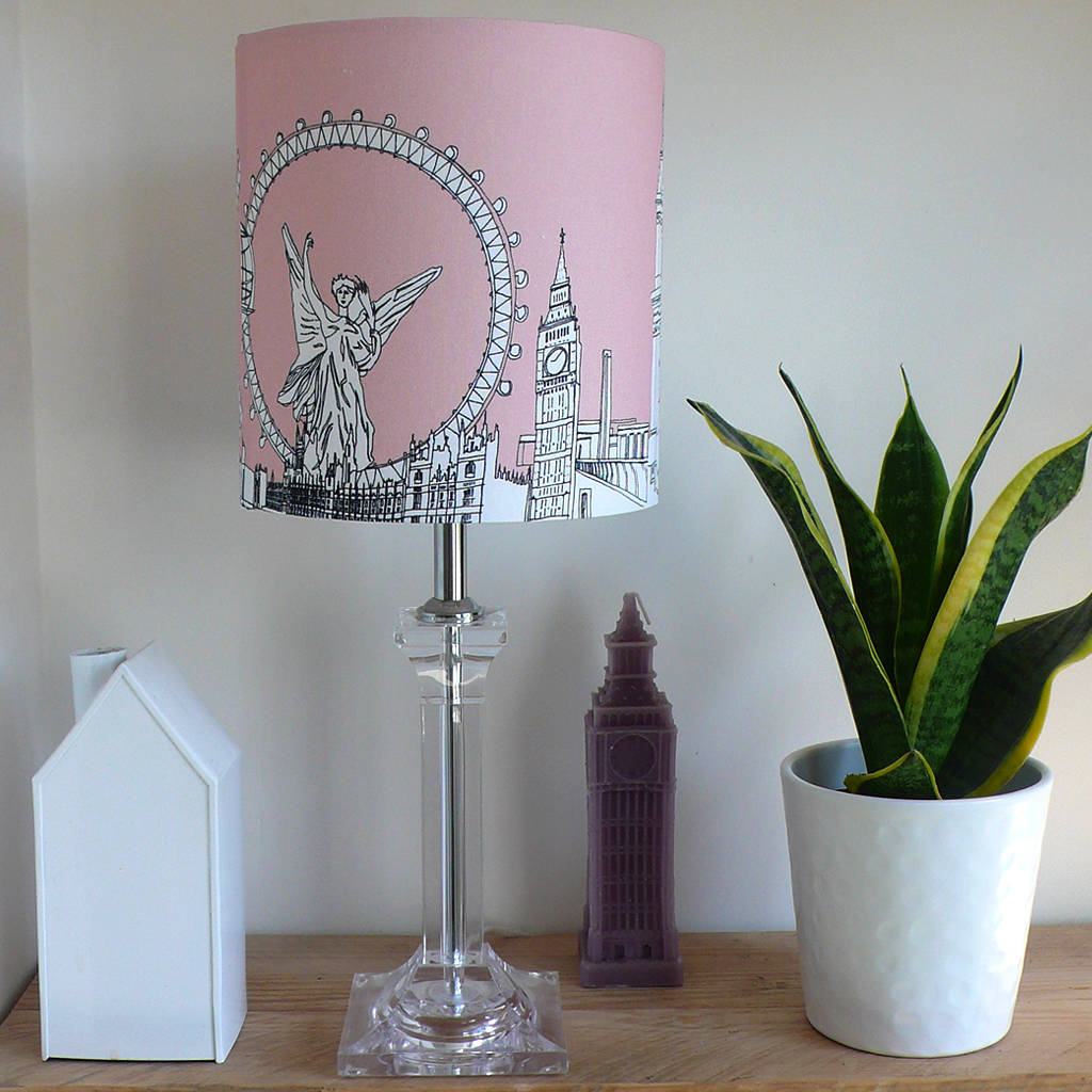 London Hand Drawn Lampshade Pink By KCD