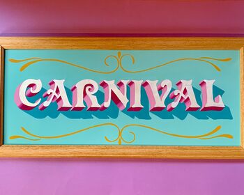 'Carnival' Gold Leaf Typography Wall Art Sign, 7 of 8
