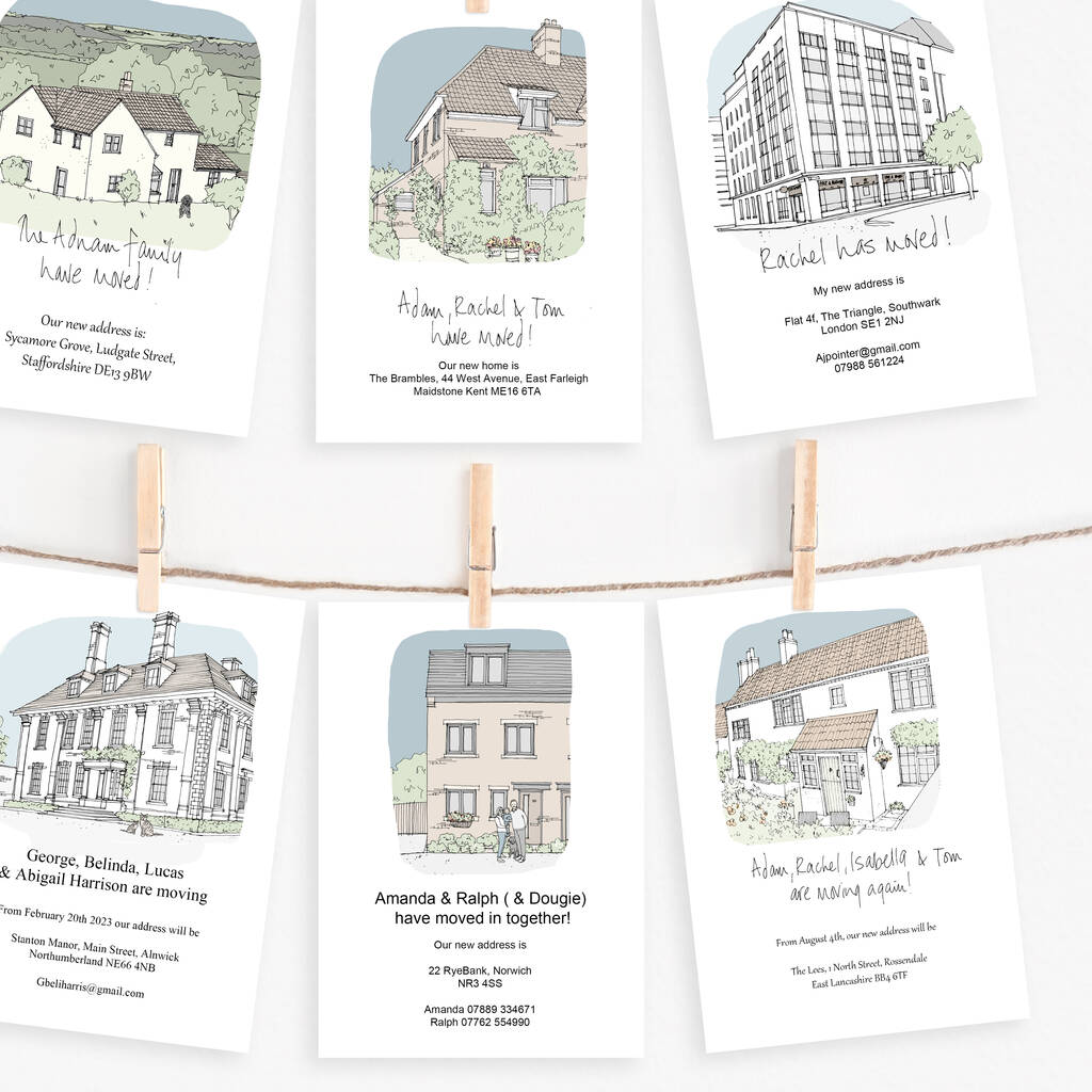 Personalised Illustrated Change Of Address Cards, 1 of 9