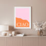 Ciao Pink And Orange Print Unframed, thumbnail 1 of 2