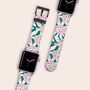 Pink And Green Flowers Vegan Leather Apple Watch Band, thumbnail 1 of 6