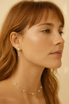 Solid Gold Pearl Hoops, 2 of 4