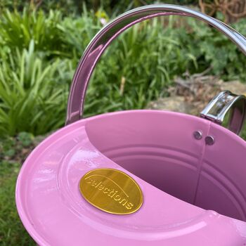 Pair Of Peony Pink And Chrome Trim Watering Cans, 5 of 11