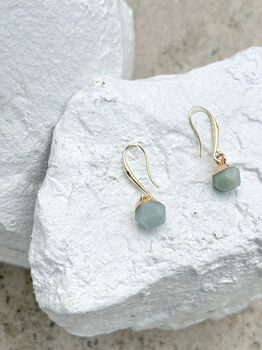Amazonite Nugget Real 18k Gold Plated Earrings, 5 of 6