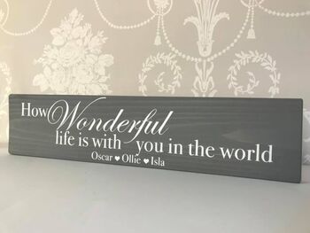 How Wonderful Life Is With You In The World Personalised Sign, 3 of 4