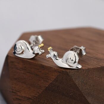 Snail Stud Earrings In Sterling Silver, 2 of 11