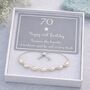 70th Birthday Sterling Silver Seven Pearl Drawstring Bracelet, thumbnail 1 of 5