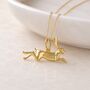 Personalised Gold Plated Sterling Silver Leaping Hare Necklace, thumbnail 1 of 5